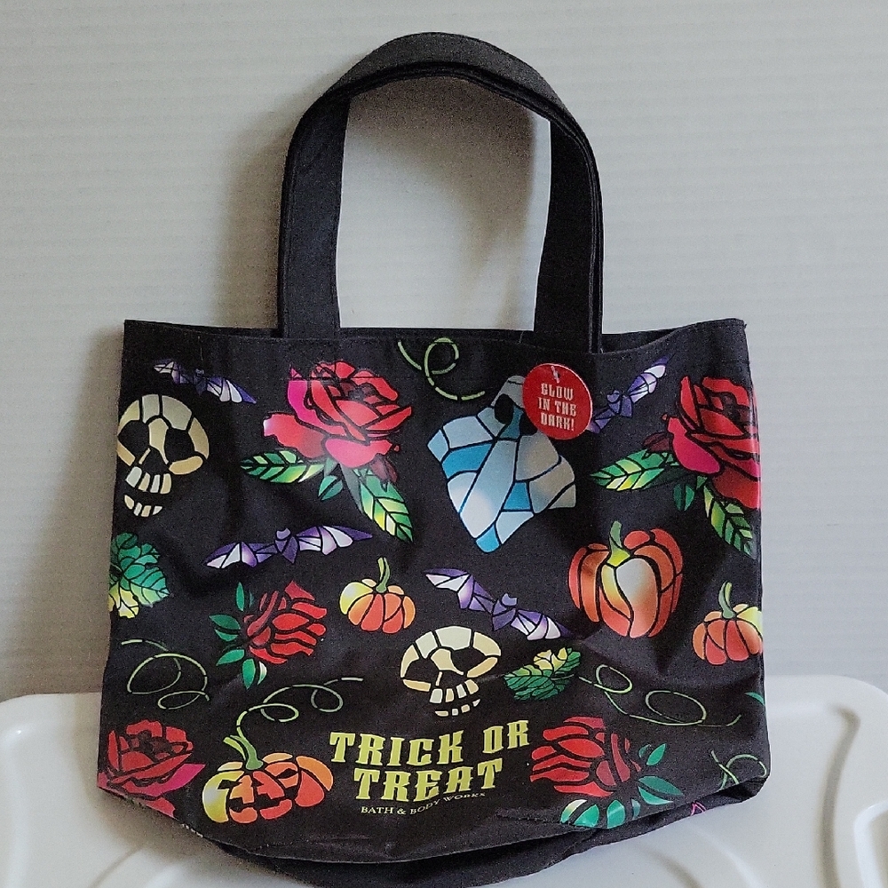 Bath and Body Works Colorful Halloween Tote Bag. Glow In Dark